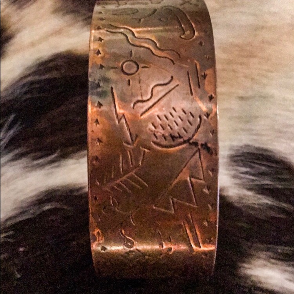 Vintage copper stamped bracelet